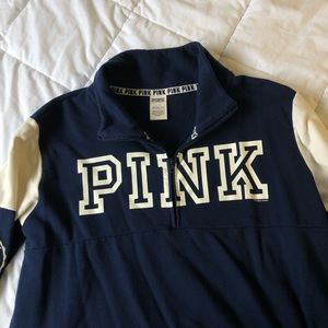 Navy Blue PINK Quarter Zip Sweatshirt